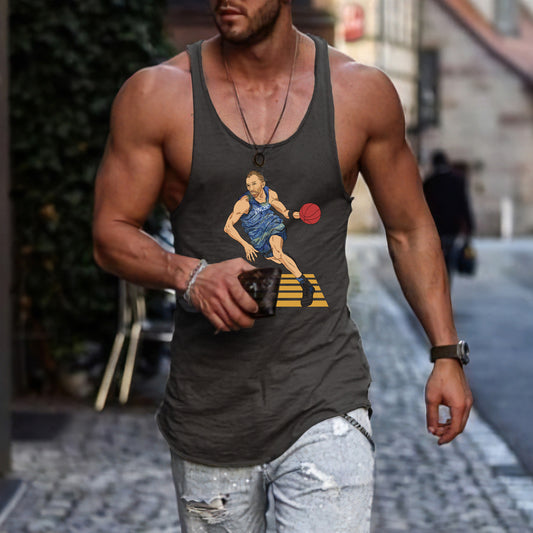 Whimsical Van Gogh Playing Basketball Men's Tank Top