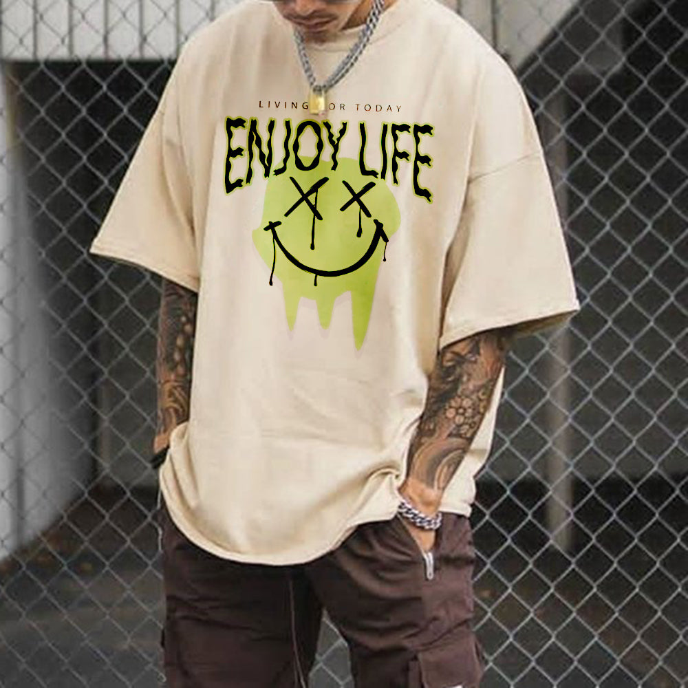 Enjoy Life Letter Graphic Print Men's T-Shirt