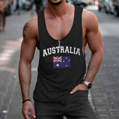 Australia Men's Casual Tank Tops-A