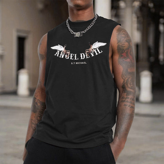 Angel Graphic Print Casual Loose Men's Tank Top