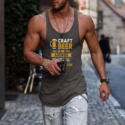 Beer Graphic Print Loose Men's Tank Top