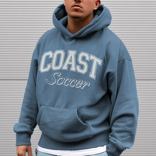 Coast Soccer Letter Print  Men's Fleece Hoodie