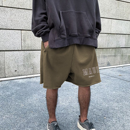 MAUI Kanye Style Vintage Streetwear Men's Cotton Shorts 400g