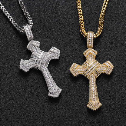 Hip Hop Cross Pendant Cubic Zirconia Personality Men's Hip Hop Necklace