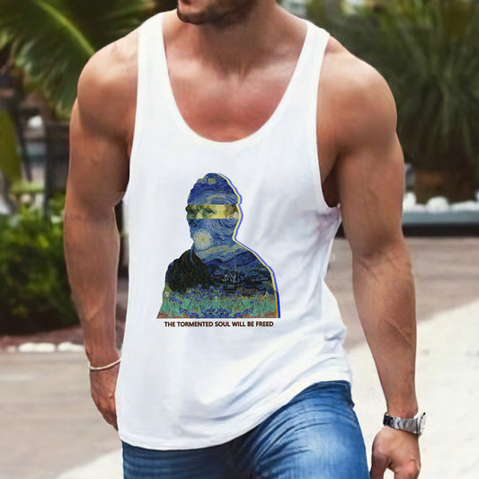 Starry Night Van Gogh Self-Portrait Men's Tank Top