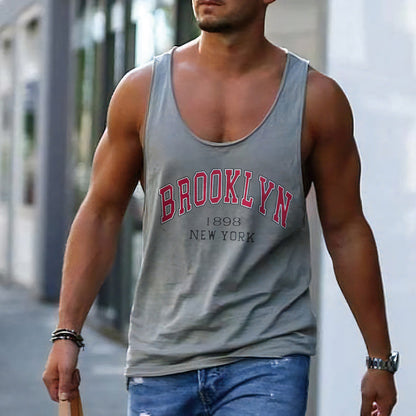 Brooklyn Graphic Print Athleisure Men's Tank Top-A