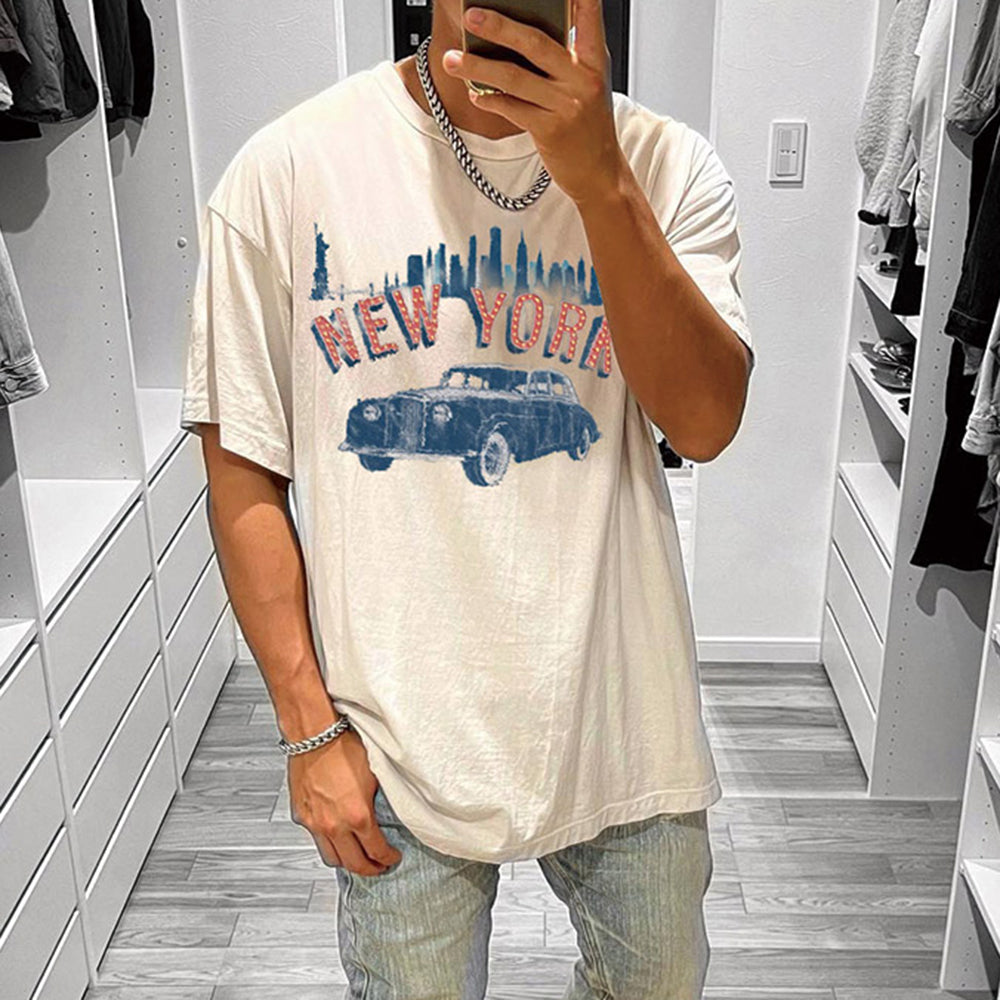 New York Graphic Print Loose Men's T-Shirt