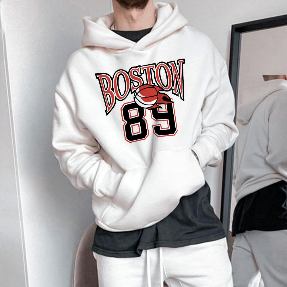 Boston 89 Basketball Lovers Men's Fleeced Hoodie