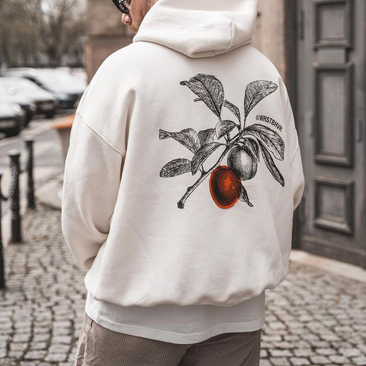 Botanical graphic print casual men's sweatshirt