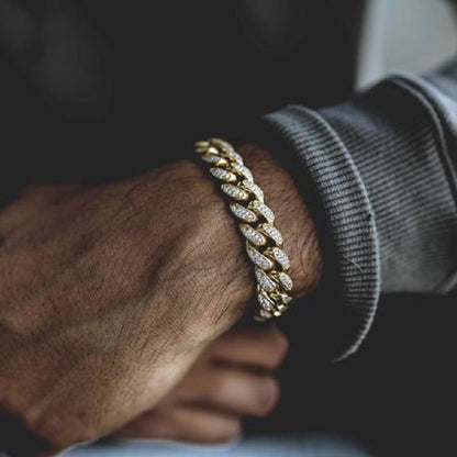 Men's Curb Chain Bracelet with Gem Decorations