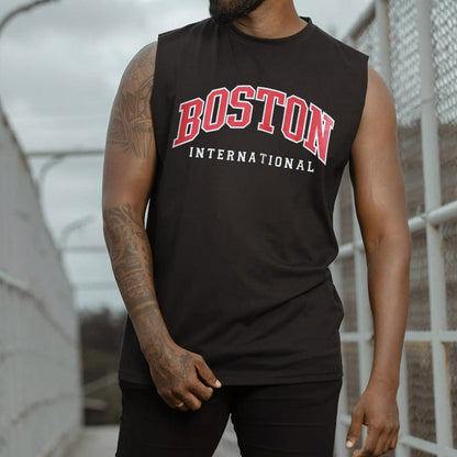 Boston Graphic Print Athleisure Men's Tank Top-C