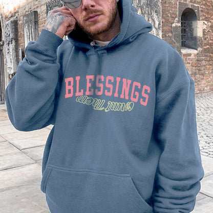 Blessings Alphabet Graphic Print Men's Fashion Hoodie