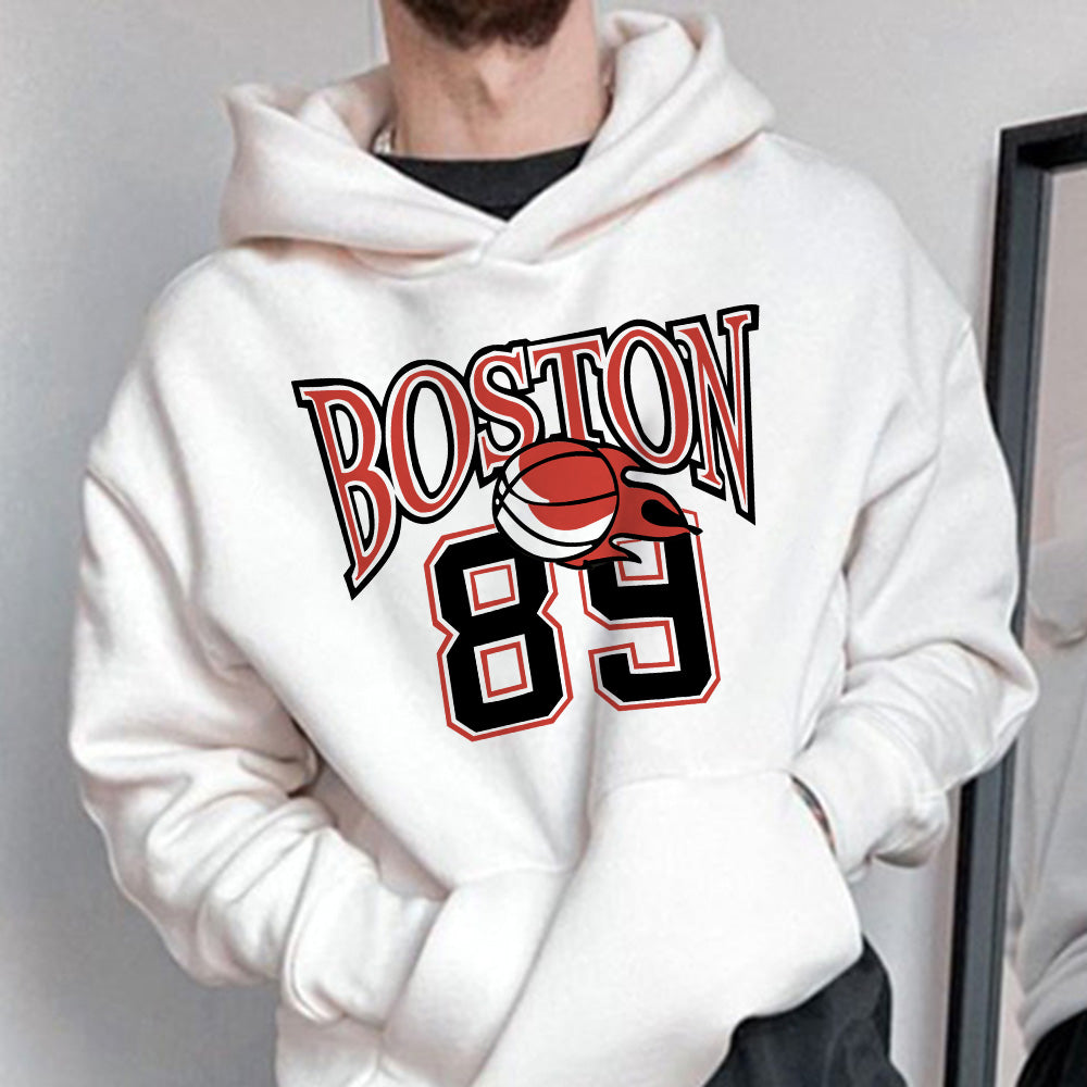 Boston 89 Basketball Lovers Men's Fleeced Hoodie