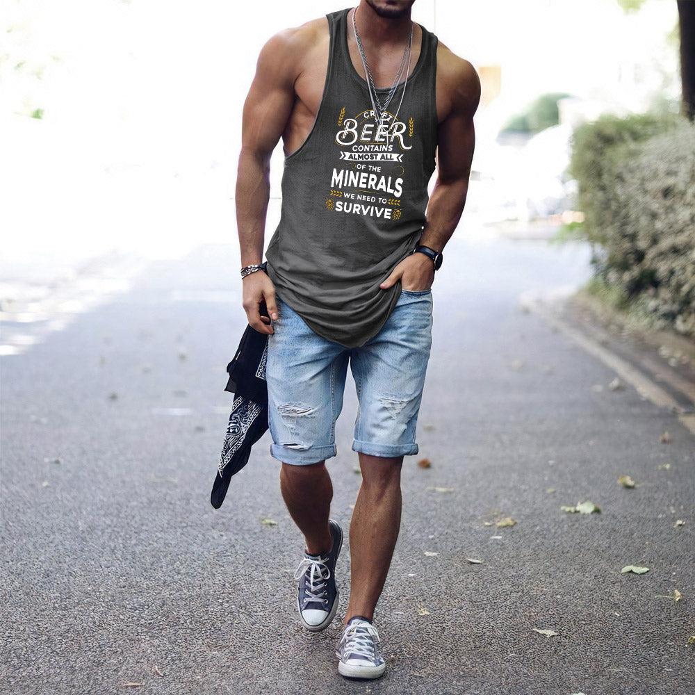 Beer Graphic Print Loose Men's Tank Top