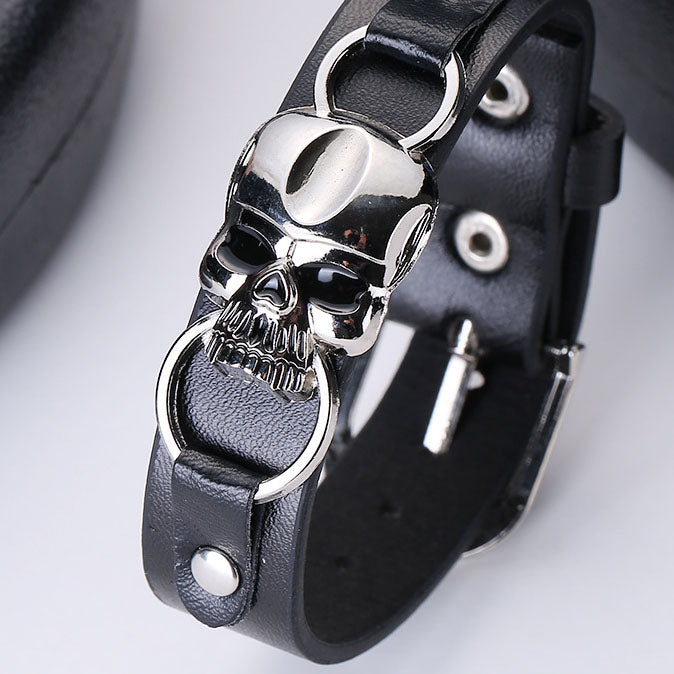 Fashion Personalized Punk Skull Vintage Leather Bracelet