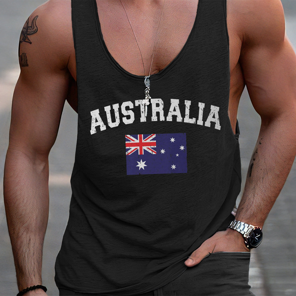 Australia Men's Casual Tank Tops-A