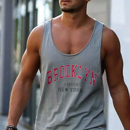 Brooklyn Graphic Print Athleisure Men's Tank Top-A