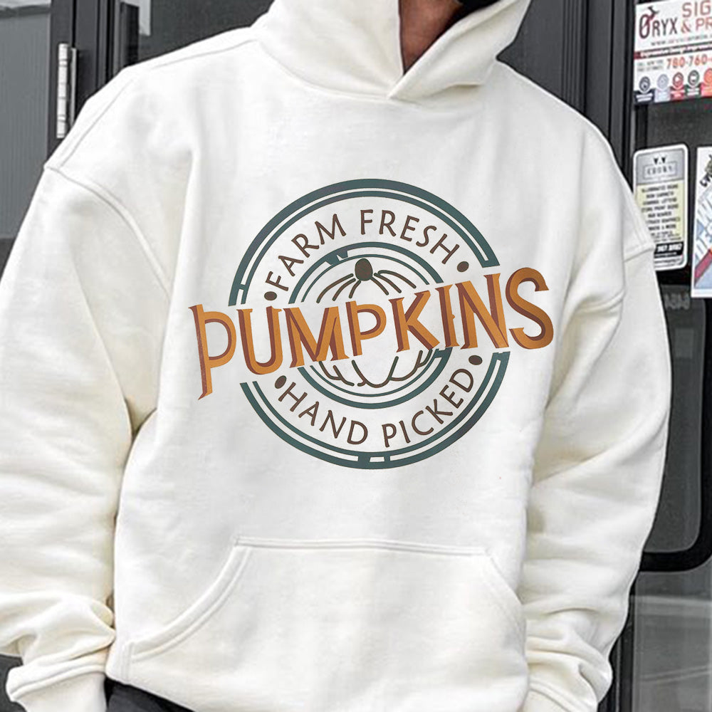 Pumkins Letter Print Men's Halloween Fleeced Hoodie