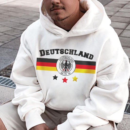 Deutschland Flag & Alphabet Print Men's Fleece Hoodie