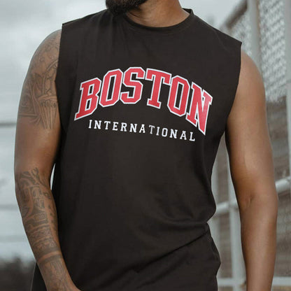 Boston Graphic Print Athleisure Men's Tank Top-C