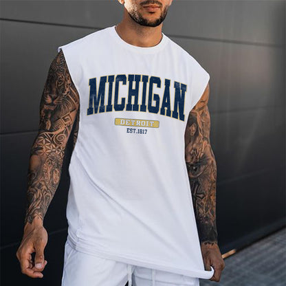 Michigan Men's Streetwear Casual Tank Top-B