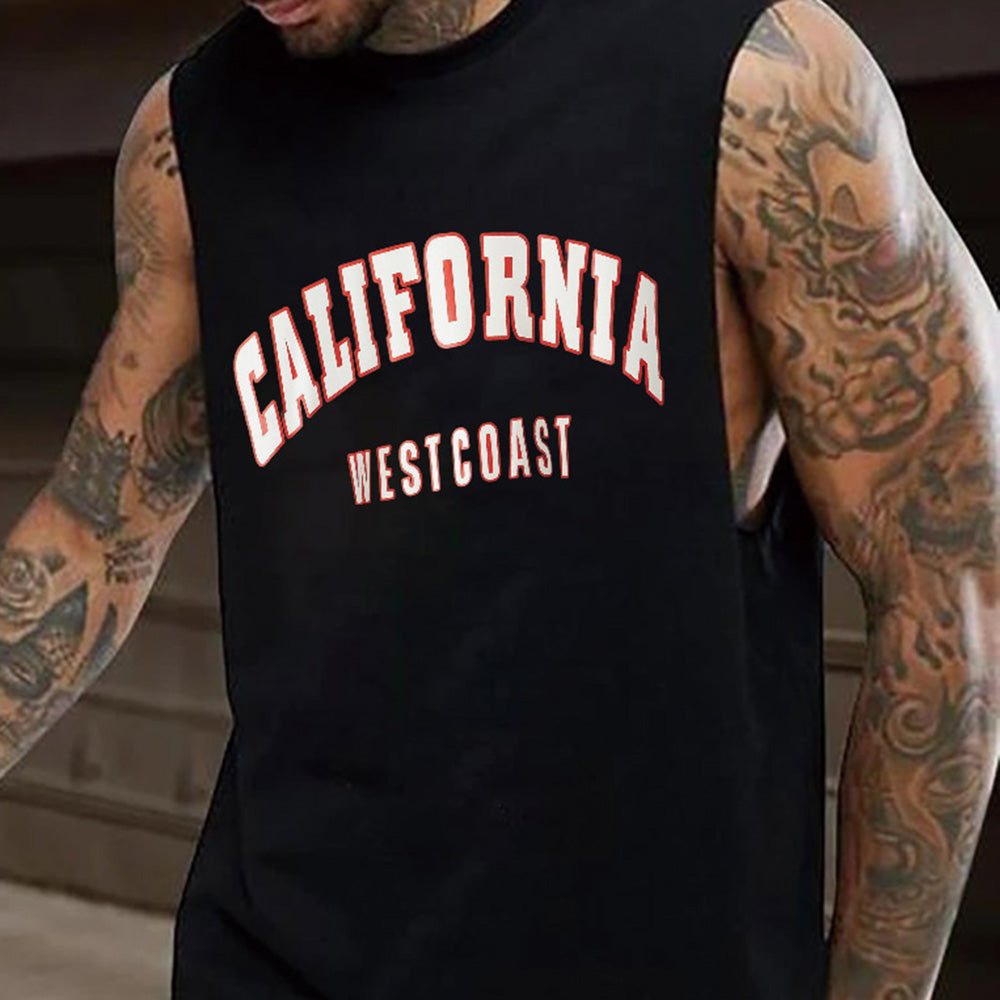 California Graphic Print Sports Casual Men's Tank Top-B