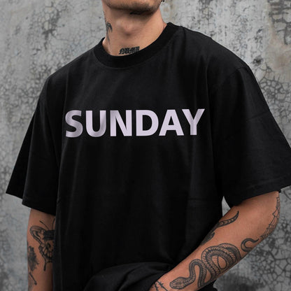 Sunday Letter Print Men's Short Sleeve T-Shirt