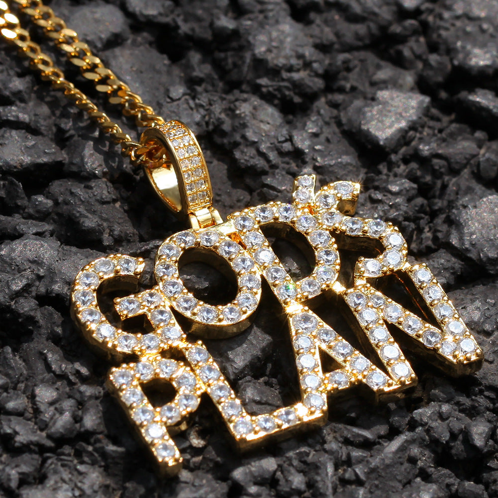 Hip Hop Zircon Alphabet Pendant GodsPlan Men's Necklace