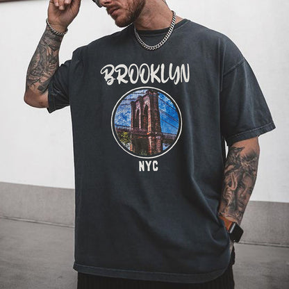 BROOKLYN Graphic Print Casual Men's T-Shirt