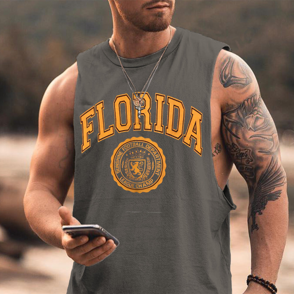 Florida Graphic Print Casual Men's Tank Top-B