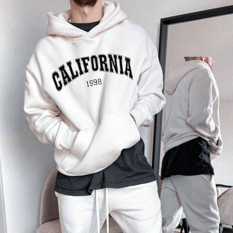 California Print Streetwear Men's Fleece Hoodie 320g