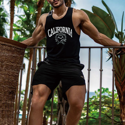 California Graphic Print Sports Casual Men's Tank Top-A