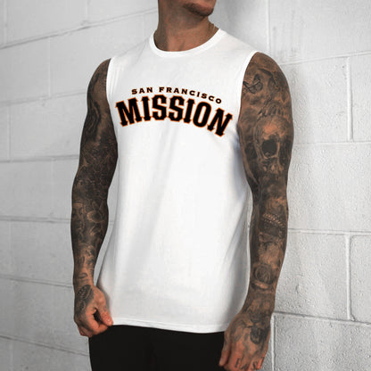 MISSION Letter Graphic Print Casual Men's Tank Top-C