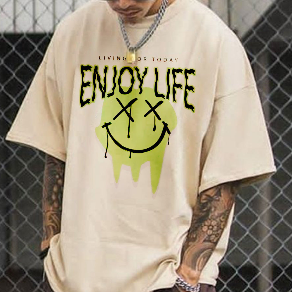 Enjoy Life Letter Graphic Print Men's T-Shirt