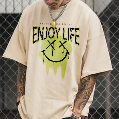 Enjoy Life Letter Graphic Print Men's T-Shirt