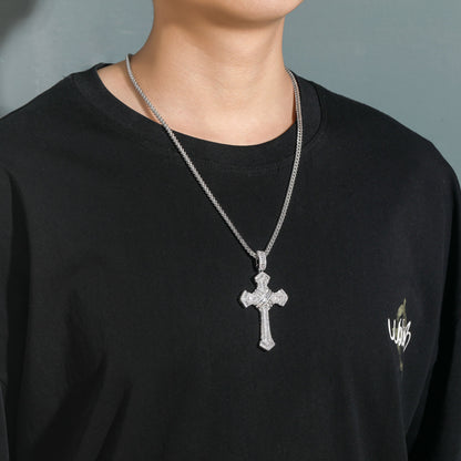 Hip Hop Cross Pendant Cubic Zirconia Personality Men's Hip Hop Necklace