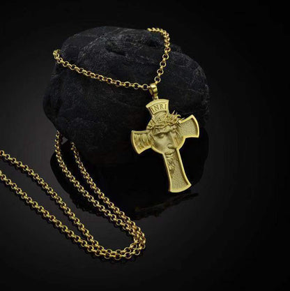 Crown of Thorns Christ Cross Vintage Men's Trendy Necklace