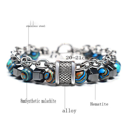 Malachite Metal Beaded Hip Hop Men's Personality Trend Jewelry