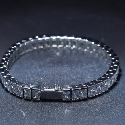 Hip-hop rectangular zirconia personality men's trend jewelry