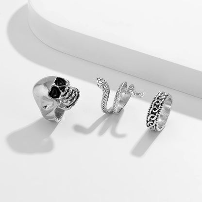 Skull Boa Design 3 Piece Combination Ring