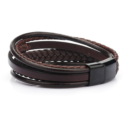 Men's leather rope hand-woven personalized trend jewelry