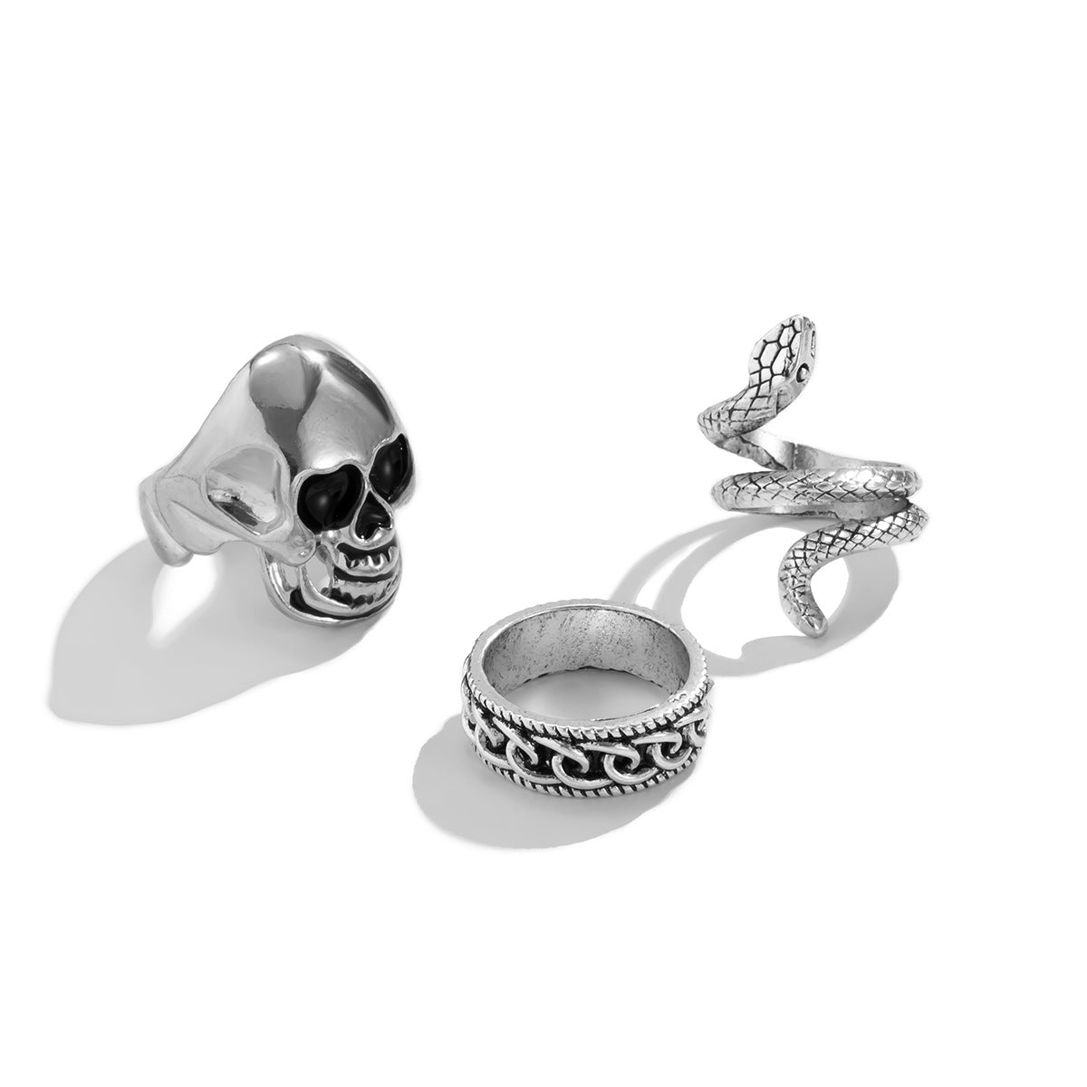 Skull Boa Design 3 Piece Combination Ring