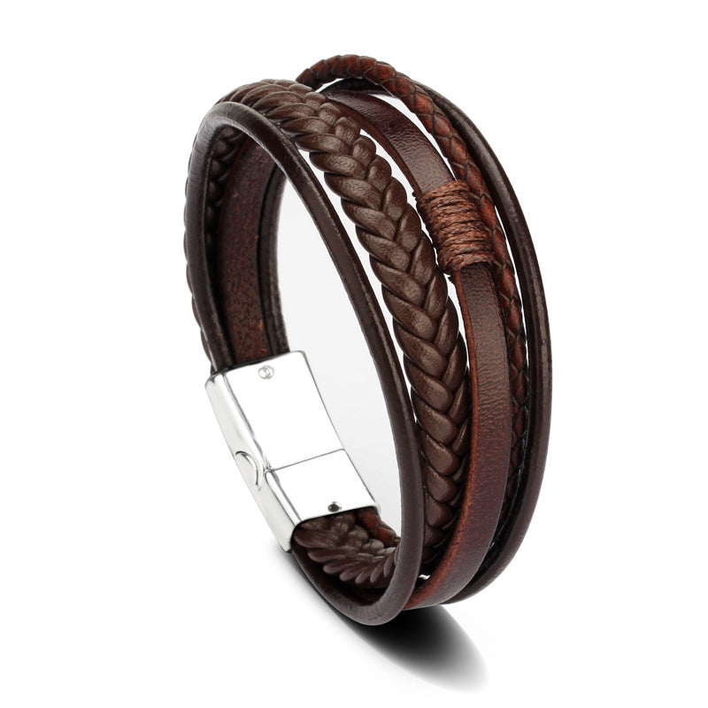 Men's leather rope hand-woven personalized trend jewelry