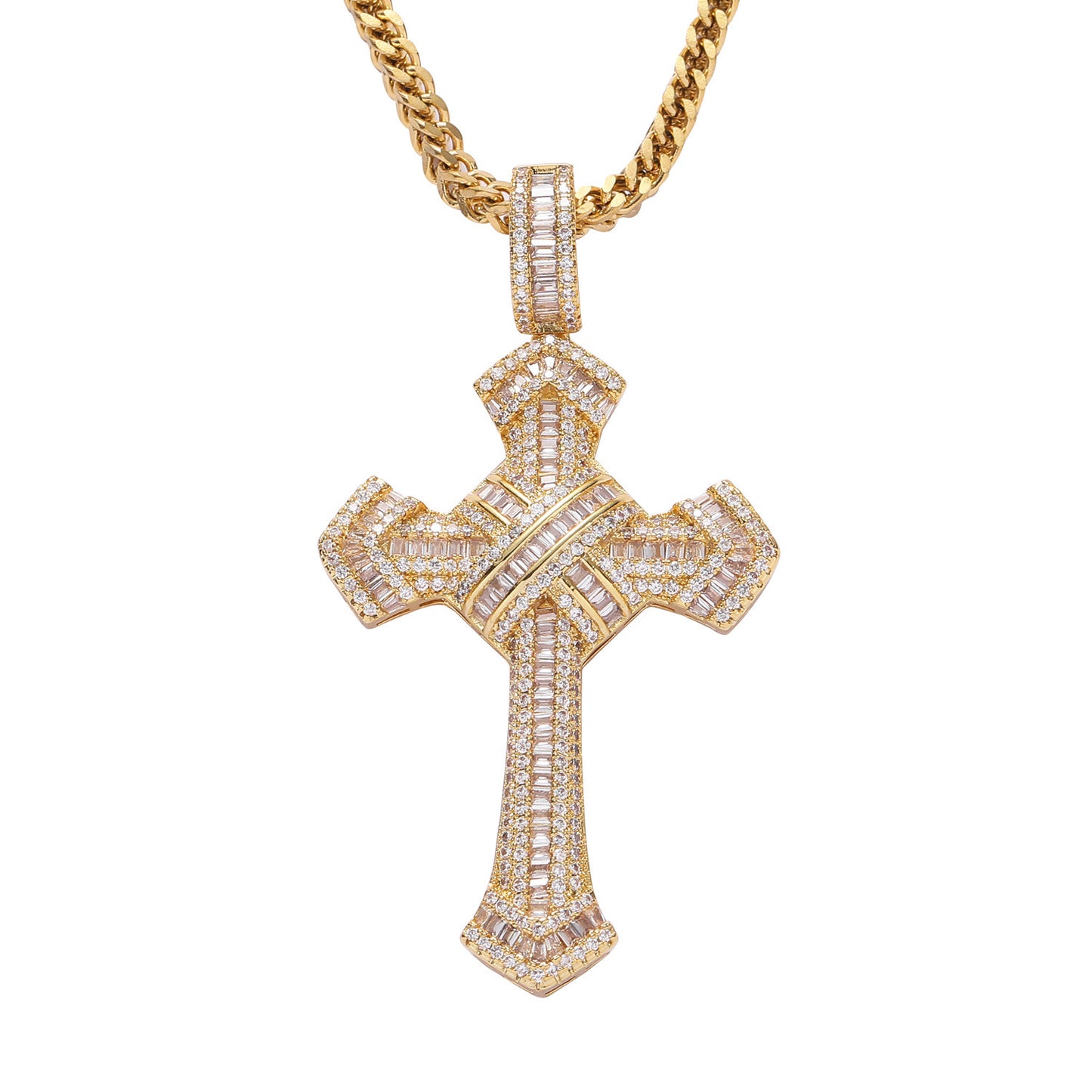 Hip Hop Cross Pendant Cubic Zirconia Personality Men's Hip Hop Necklace