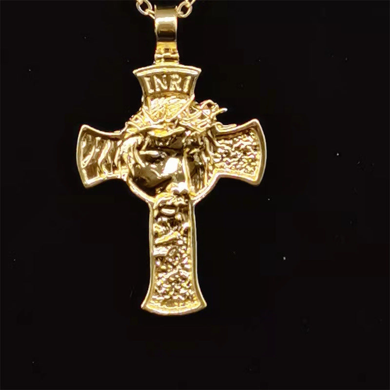 Crown of Thorns Christ Cross Vintage Men's Trendy Necklace