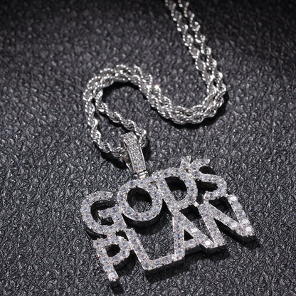 Hip Hop Zircon Alphabet Pendant GodsPlan Men's Necklace