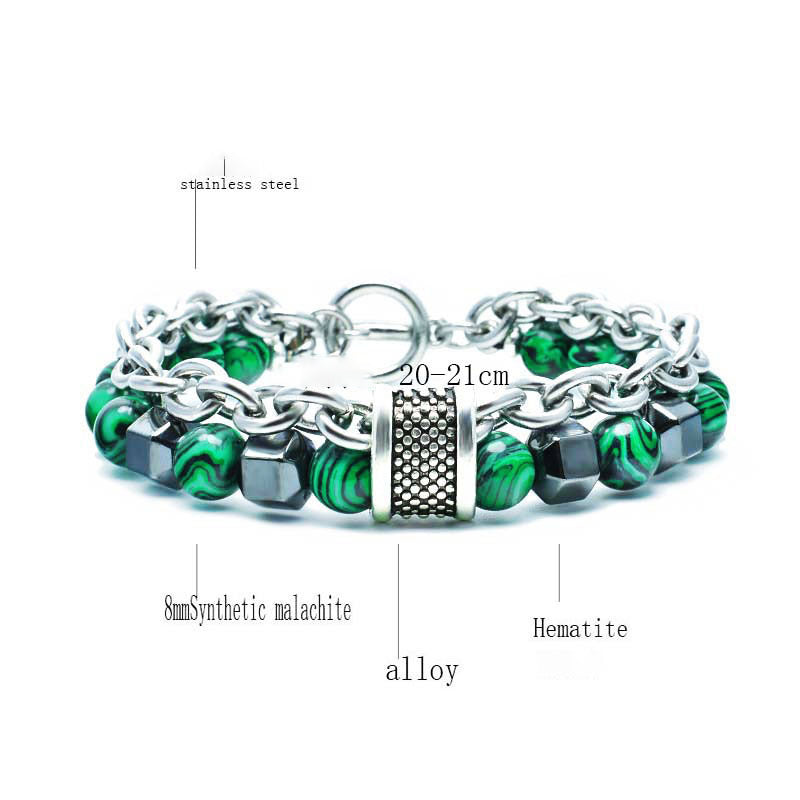 Malachite Metal Beaded Hip Hop Men's Personality Trend Jewelry