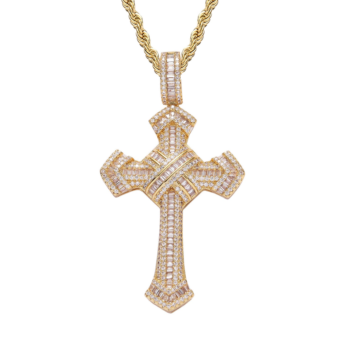 Hip Hop Cross Pendant Cubic Zirconia Personality Men's Hip Hop Necklace