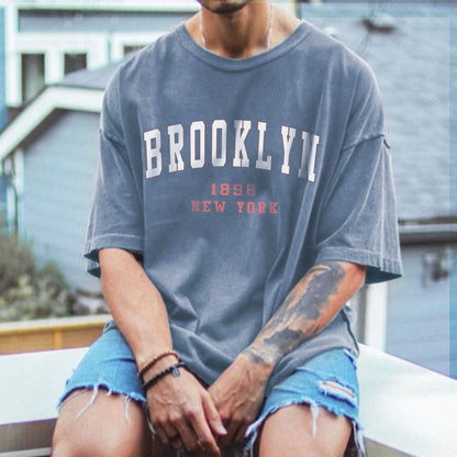 Brooklyn Print Men's Vintage Loose Fit T-Shirt