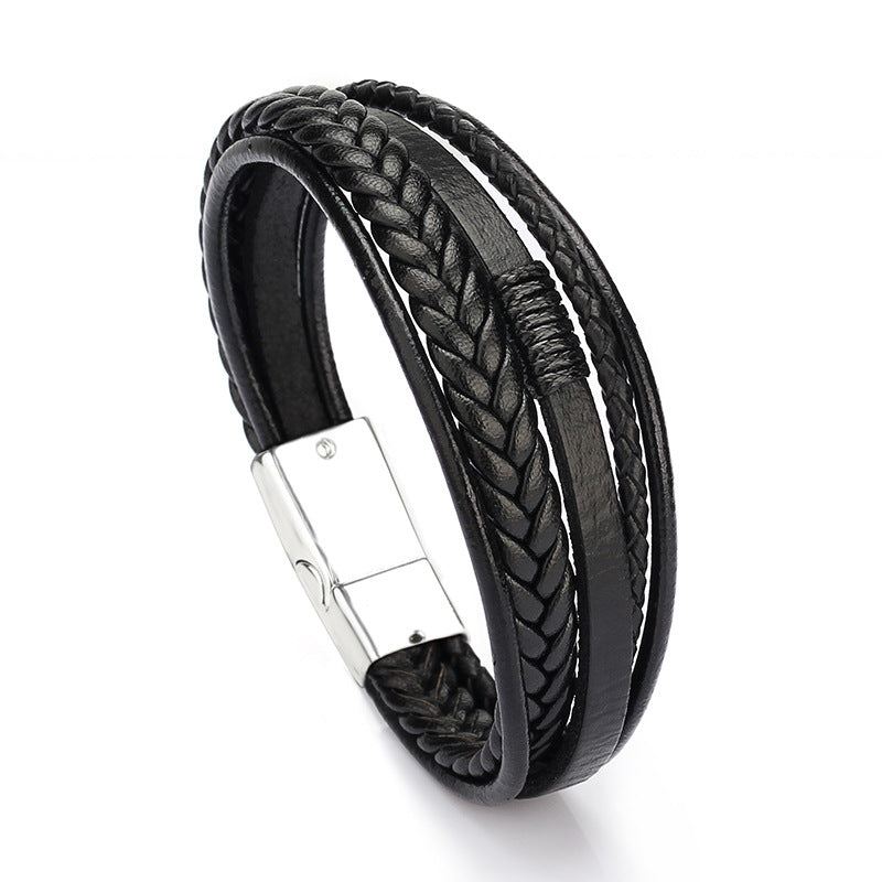 Men's leather rope hand-woven personalized trend jewelry